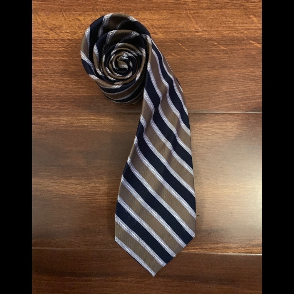 🌿SALE🌿 BLACK BROWN 1826 Silk Black Brown Striped Necktie